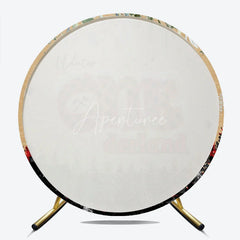 Aperturee - Aperturee Winter Onederland First Birthday Round Backdrop Lumberjack Buffalo Plaid with Bear Rustic Woodland Party Decor