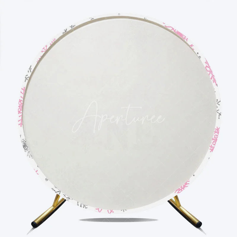 Aperturee - Aperturee Winter Onederland Round Backdrop Pink Silver Snowflake 1st Birthday Decoration Turning One Background