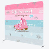 Aperturee - Aperturee Winter Pink Roll On Over Ice Skating Party Backdrop