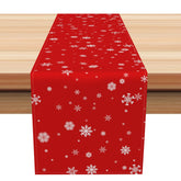 Aperturee - Aperturee Winter Scattered Snowflakes Red Xmas Table Runner