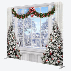 Aperturee - Aperturee Winter Scene Christmas Window Pillow Case Backdrop