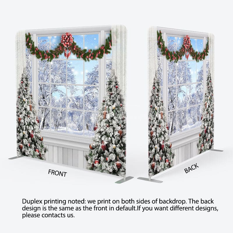 Aperturee - Aperturee Winter Scene Christmas Window Pillow Case Backdrop