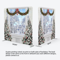 Aperturee - Aperturee Winter Scene Christmas Window Pillow Case Backdrop