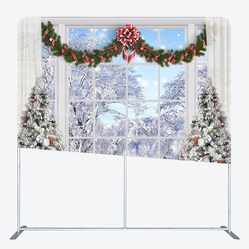 Aperturee - Aperturee Winter Scene Christmas Window Pillow Case Backdrop