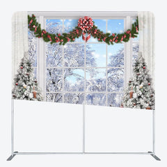 Aperturee - Aperturee Winter Scene Christmas Window Pillow Case Backdrop
