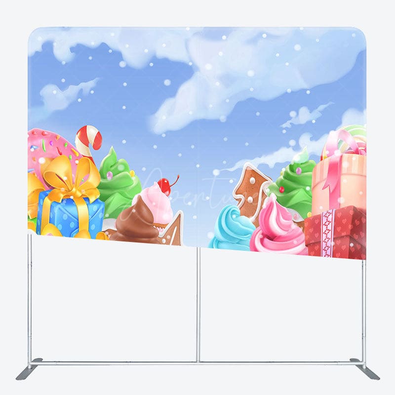 Aperturee - Aperturee Winter Snow Cake Gift Pillow Case Backdrops for Party