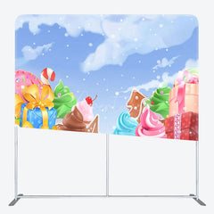 Aperturee - Aperturee Winter Snow Cake Gift Pillow Case Backdrops for Party