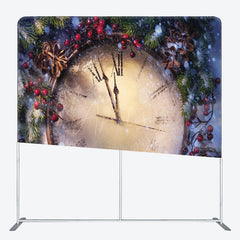 Aperturee - Aperturee Winter Snow Cedar Clock New Year Backdrop Cover