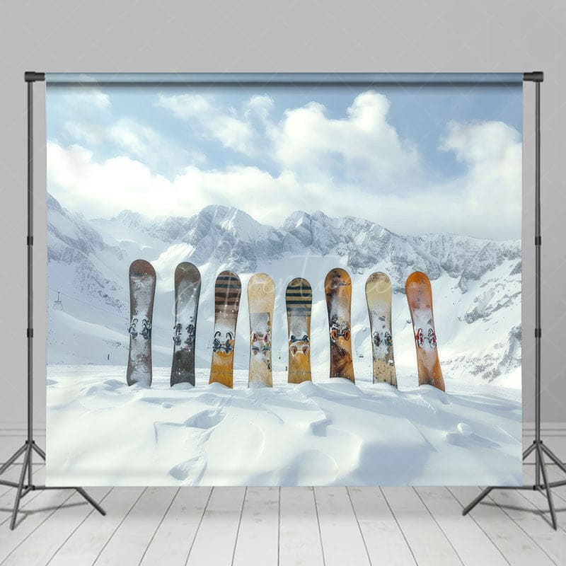 Aperturee - Aperturee Winter Snow Mountain Snowboards Photography Backdrop