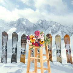 Aperturee - Aperturee Winter Snow Mountain Snowboards Photography Backdrop