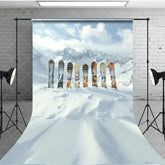 Aperturee - Aperturee Winter Snow Mountain Snowboards Sweep Photo Backdrop