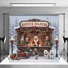 Aperturee - Aperturee Winter Snow Teepee Room Set Backdrop Christmas Santa Helpers Dog Stand Photography Studio Prop
