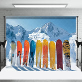 Aperturee - Aperturee Winter Snowboard Backdrop Ski Mountain Snow Photography Background Extreme Sports Sporty Holiday Party Decoration
