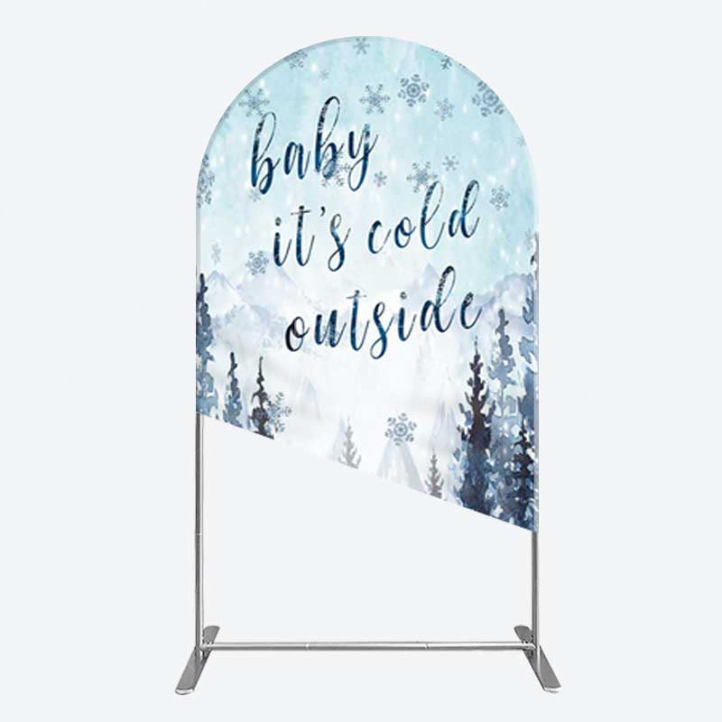 Aperturee Aperturee Winter Snowflake Cold Outside Baby Shower Arch Backdrop