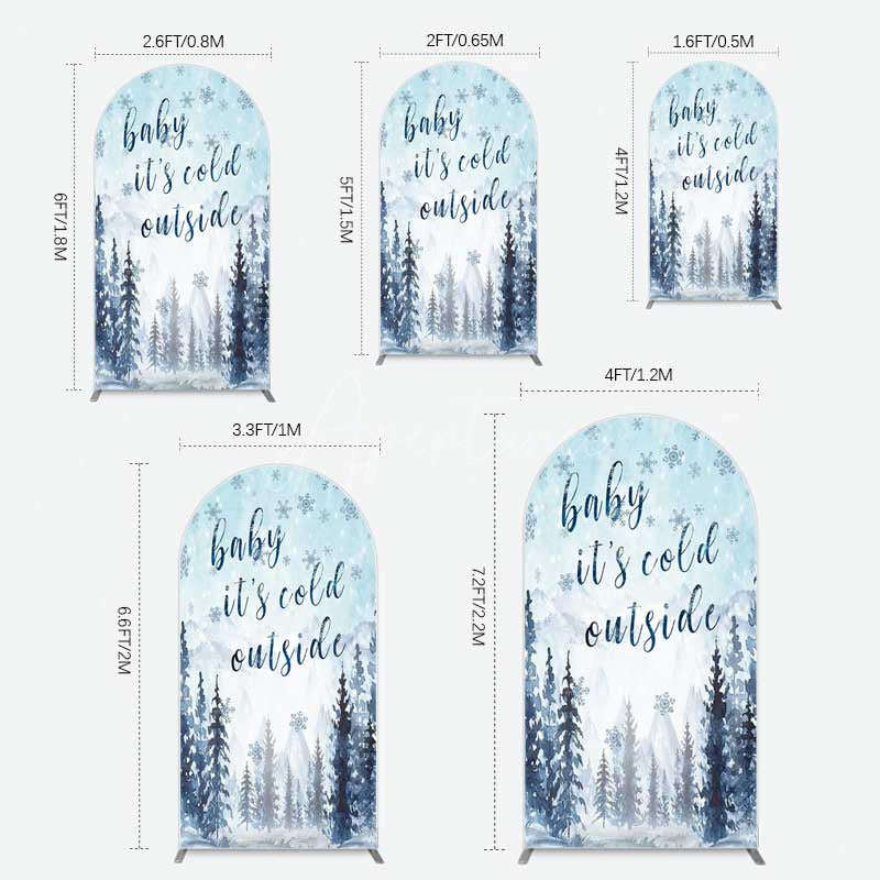 Aperturee Aperturee Winter Snowflake Cold Outside Baby Shower Arch Backdrop