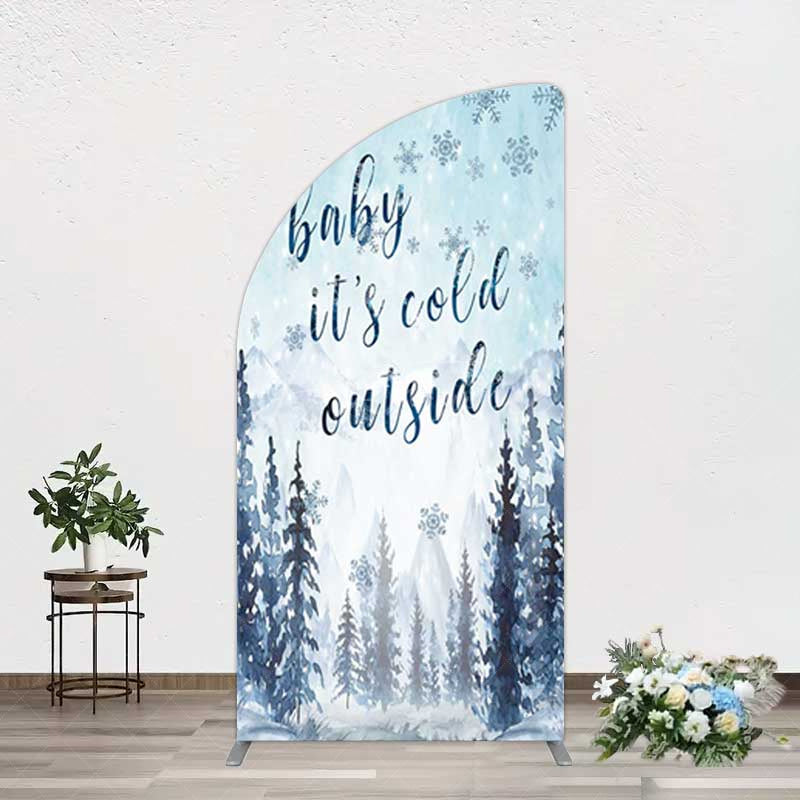 Aperturee Aperturee Winter Snowflake Cold Outside Baby Shower Half Moon Arch Backdrop