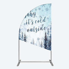 Aperturee Aperturee Winter Snowflake Cold Outside Baby Shower Half Moon Arch Backdrop
