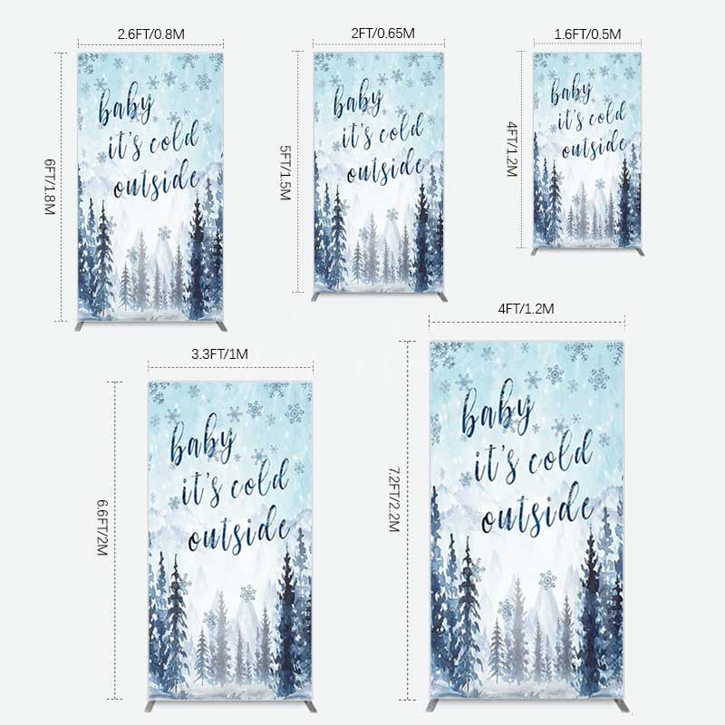 Aperturee Aperturee Winter Snowflake Cold Outside Baby Shower Rectangle Backdrop