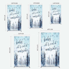 Aperturee Aperturee Winter Snowflake Cold Outside Baby Shower Rectangle Backdrop