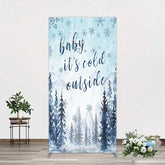 Aperturee Aperturee Winter Snowflake Cold Outside Baby Shower Rectangle Backdrop
