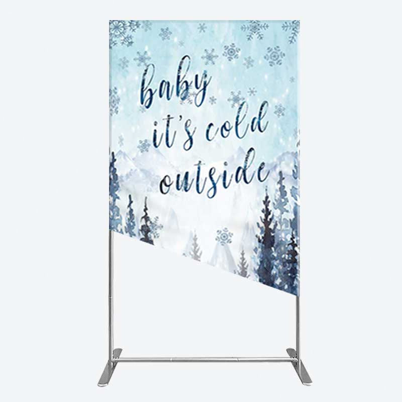Aperturee Aperturee Winter Snowflake Cold Outside Baby Shower Rectangle Backdrop
