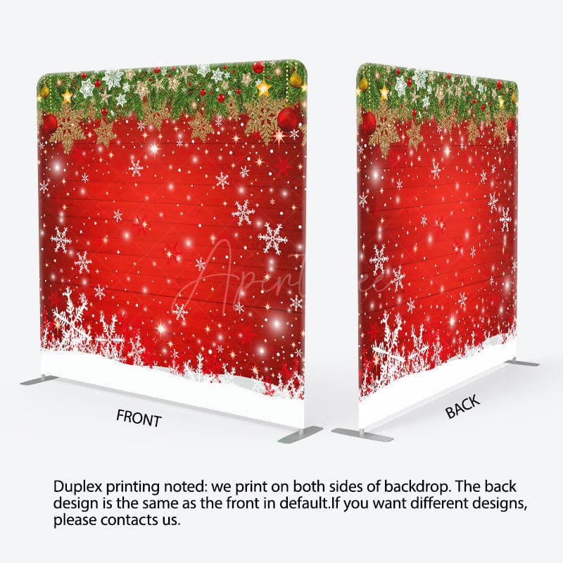 Aperturee - Aperturee Winter Snowflake Red Wooden Backdrop For Christmas