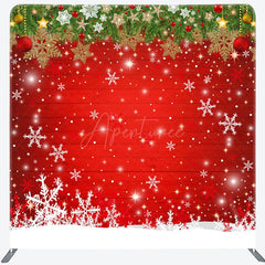 Aperturee - Aperturee Winter Snowflake Red Wooden Backdrop For Christmas