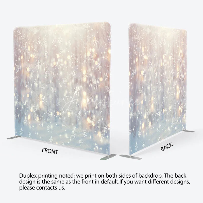 Aperturee - Aperturee Winter Snowflake Tension Fabric Backdrop Bokeh Light Photography Background Abstract Snow Decoration