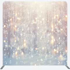 Aperturee - Aperturee Winter Snowflake Tension Fabric Backdrop White Snow Bokeh Lights Christmas Holiday Photography Background