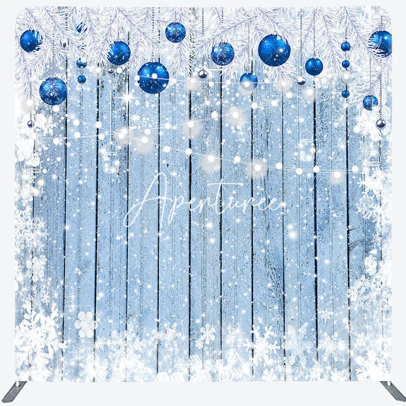 Aperturee - Aperturee Winter Snowflake Wood Christmas Pillow Case Backdrop