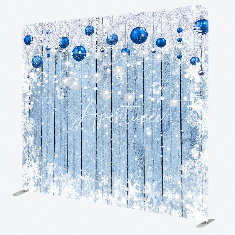 Aperturee - Aperturee Winter Snowflake Wood Christmas Pillow Case Backdrop