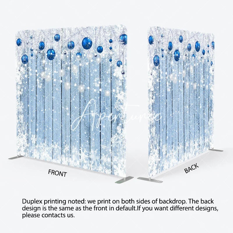 Aperturee - Aperturee Winter Snowflake Wood Christmas Pillow Case Backdrop