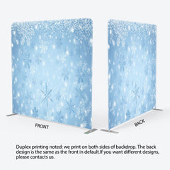 Aperturee - Aperturee Winter Snowflakes Double-Sided Tension Fabric Backdrop Blue Frozen Theme for Christmas Holiday Party Photo Booth