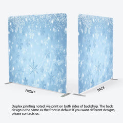 Aperturee - Aperturee Winter Snowflakes Double-Sided Tension Fabric Backdrop Blue Frozen Theme for Christmas Holiday Party Photo Booth