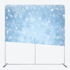 Aperturee - Aperturee Winter Snowflakes Double-Sided Tension Fabric Backdrop Blue Frozen Theme for Christmas Holiday Party Photo Booth
