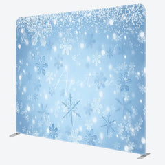 Aperturee - Aperturee Winter Snowflakes Double-Sided Tension Fabric Backdrop Blue Frozen Theme for Christmas Holiday Party Photo Booth