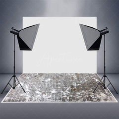 Aperturee - Aperturee Winter Snowy Brick Texture Rubber Floor Backdrop