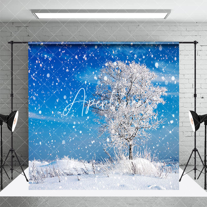 Aperturee - Aperturee Winter Snowy Field Express Train Room Set Backdrop