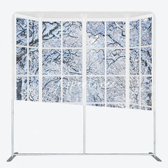 Aperturee - Aperturee Winter Snowy Forest Window Scene Christmas Backdrop