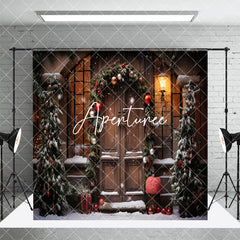 Aperturee - Aperturee Winter Snowy Night Town Christmas Room Set Backdrop