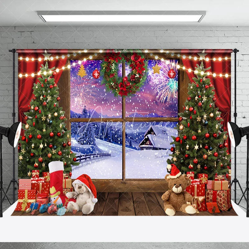 Aperturee - Aperturee Winter Sunset Xmas Gifts Decor Christmas Backdrop