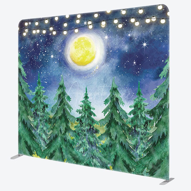 Aperturee - Aperturee Winter Trees Moon Baby Shower Pillow Cover Backdrop