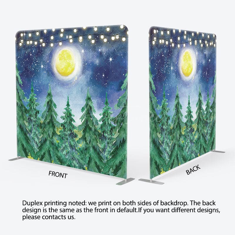 Aperturee - Aperturee Winter Trees Moon Baby Shower Pillow Cover Backdrop