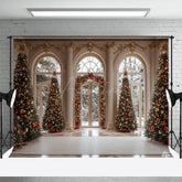 Aperturee - Aperturee Winter White Palace Xmas Tree Festive Photo Backdrop