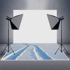 Aperturee - Aperturee Winter White Snowfield Wheel Tracks Rubber Floor Mat
