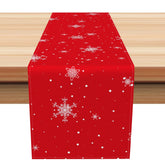 Aperturee - Aperturee Winter White Snowflake Red Christmas Table Runner