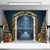 Aperturee - Aperturee Winter Wonderland Arch Photography Backdrop Snowy Christmas Forest Scene Holiday Mini Session Background
