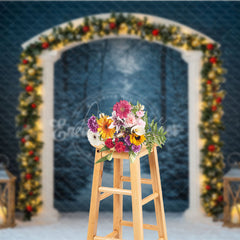 Aperturee - Aperturee Winter Wonderland Arch Photography Backdrop Snowy Christmas Forest Scene Holiday Mini Session Background