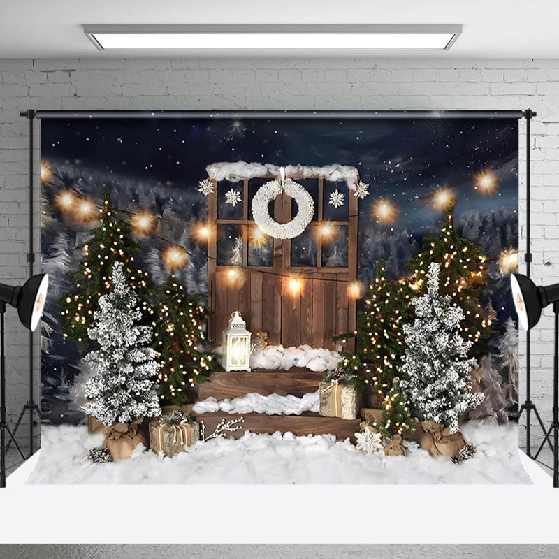 Aperturee - Aperturee Winter Wonderland Christmas Scene Gifts Backdrop