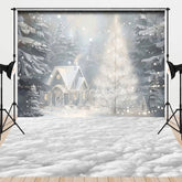 Aperturee - Aperturee Winter Wonderland Combo Set Backdrop Snowy Forest with Glowing Tree Christmas Holiday Photo Booth Props